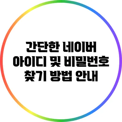 간단한 네이버 아이디 및 비밀번호 찾기 방법 안내