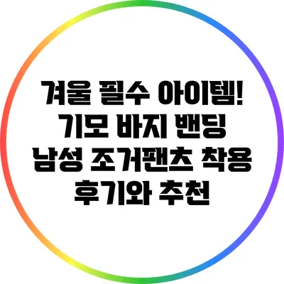 겨울 필수 아이템! 기모 바지 밴딩 남성 조거팬츠 착용 후기와 추천