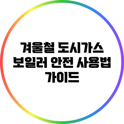 겨울철 도시가스 보일러 안전 사용법 가이드