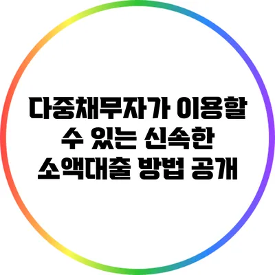 다중채무자가 이용할 수 있는 신속한 소액대출 방법 공개