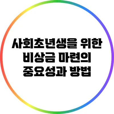 사회초년생을 위한 비상금 마련의 중요성과 방법