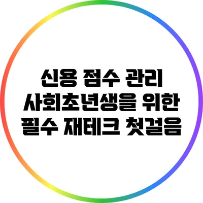 신용 점수 관리: 사회초년생을 위한 필수 재테크 첫걸음