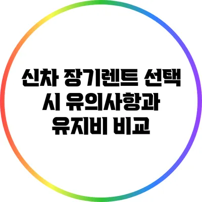 신차 장기렌트 선택 시 유의사항과 유지비 비교