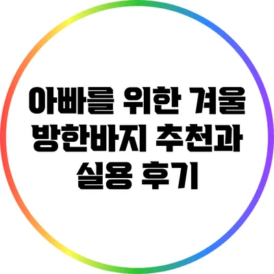 아빠를 위한 겨울 방한바지 추천과 실용 후기