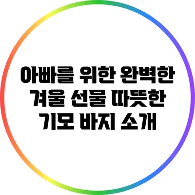 아빠를 위한 완벽한 겨울 선물: 따뜻한 기모 바지 소개