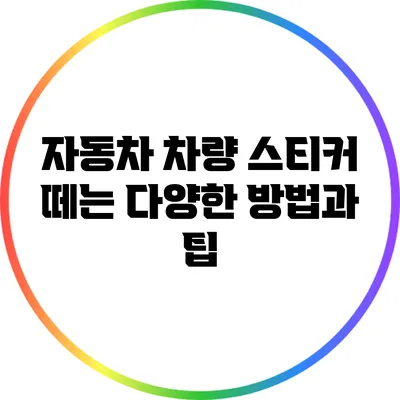 자동차 차량 스티커 떼는 다양한 방법과 팁
