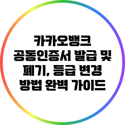 카카오뱅크 공동인증서 발급 및 폐기, 등급 변경 방법 완벽 가이드