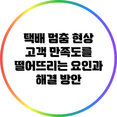택배 멈춤 현상: 고객 만족도를 떨어뜨리는 요인과 해결 방안