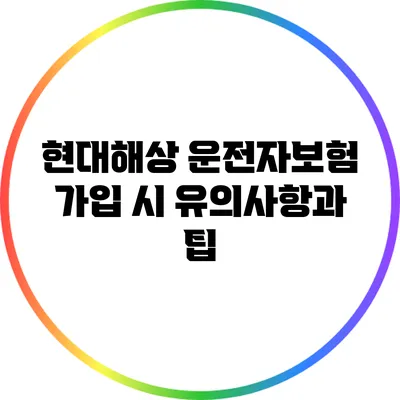 현대해상 운전자보험 가입 시 유의사항과 팁