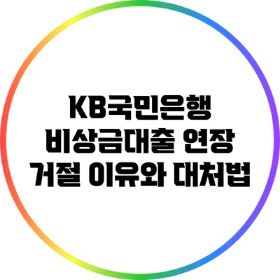 KB국민은행 비상금대출 연장 거절 이유와 대처법