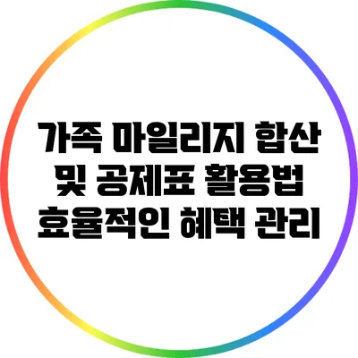 가족 마일리지 합산 및 공제표 활용법: 효율적인 혜택 관리