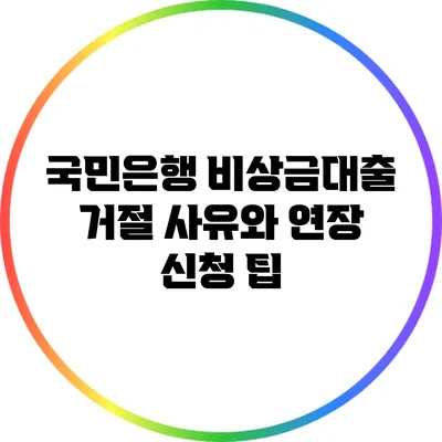 국민은행 비상금대출 거절 사유와 연장 신청 팁