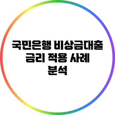 국민은행 비상금대출 금리 적용 사례 분석