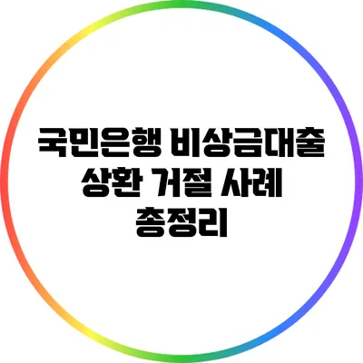 국민은행 비상금대출 상환 거절 사례 총정리