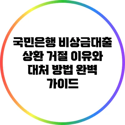 국민은행 비상금대출 상환 거절 이유와 대처 방법 완벽 가이드