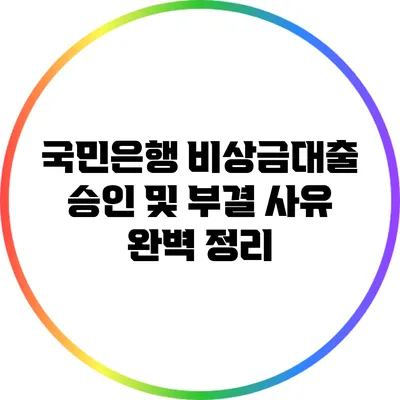 국민은행 비상금대출 승인 및 부결 사유 완벽 정리