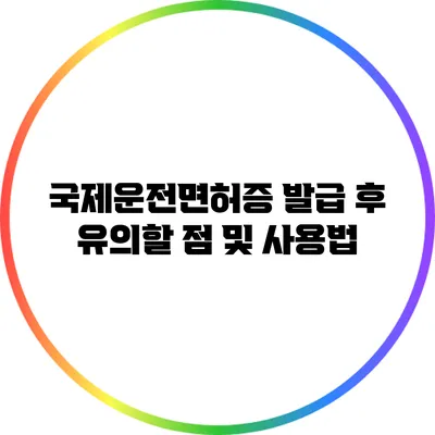 국제운전면허증 발급 후 유의할 점 및 사용법