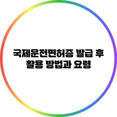 국제운전면허증 발급 후 활용 방법과 요령