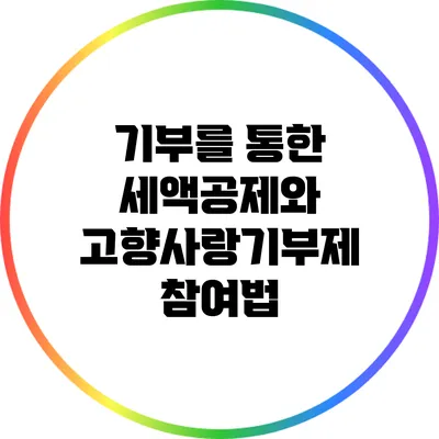 기부를 통한 세액공제와 고향사랑기부제 참여법