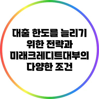대출 한도를 늘리기 위한 전략과 미래크레디트대부의 다양한 조건