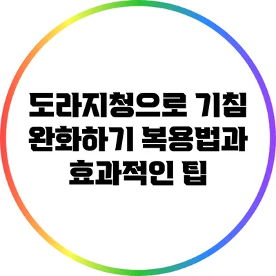 도라지청으로 기침 완화하기: 복용법과 효과적인 팁