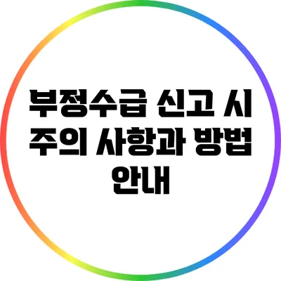 부정수급 신고 시 주의 사항과 방법 안내