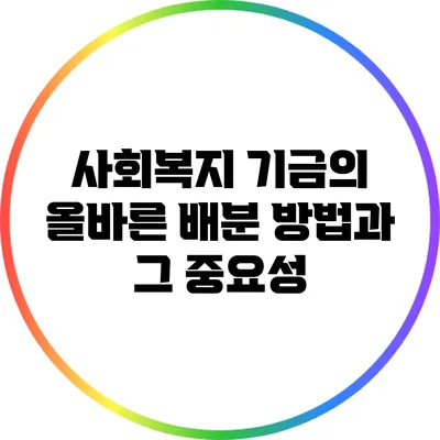 사회복지 기금의 올바른 배분 방법과 그 중요성