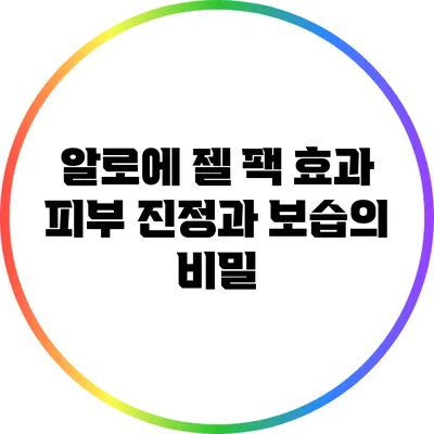 알로에 젤 팩 효과: 피부 진정과 보습의 비밀