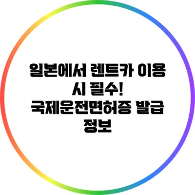 일본에서 렌트카 이용 시 필수! 국제운전면허증 발급 정보