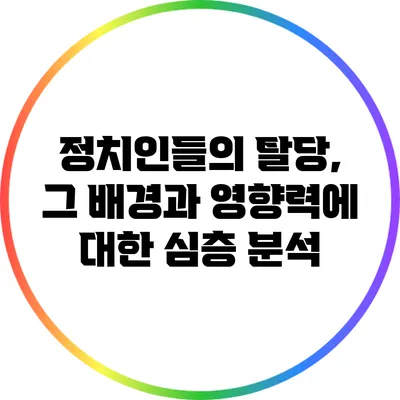 정치인들의 탈당, 그 배경과 영향력에 대한 심층 분석