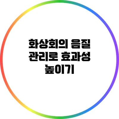 화상회의 음질 관리로 효과성 높이기